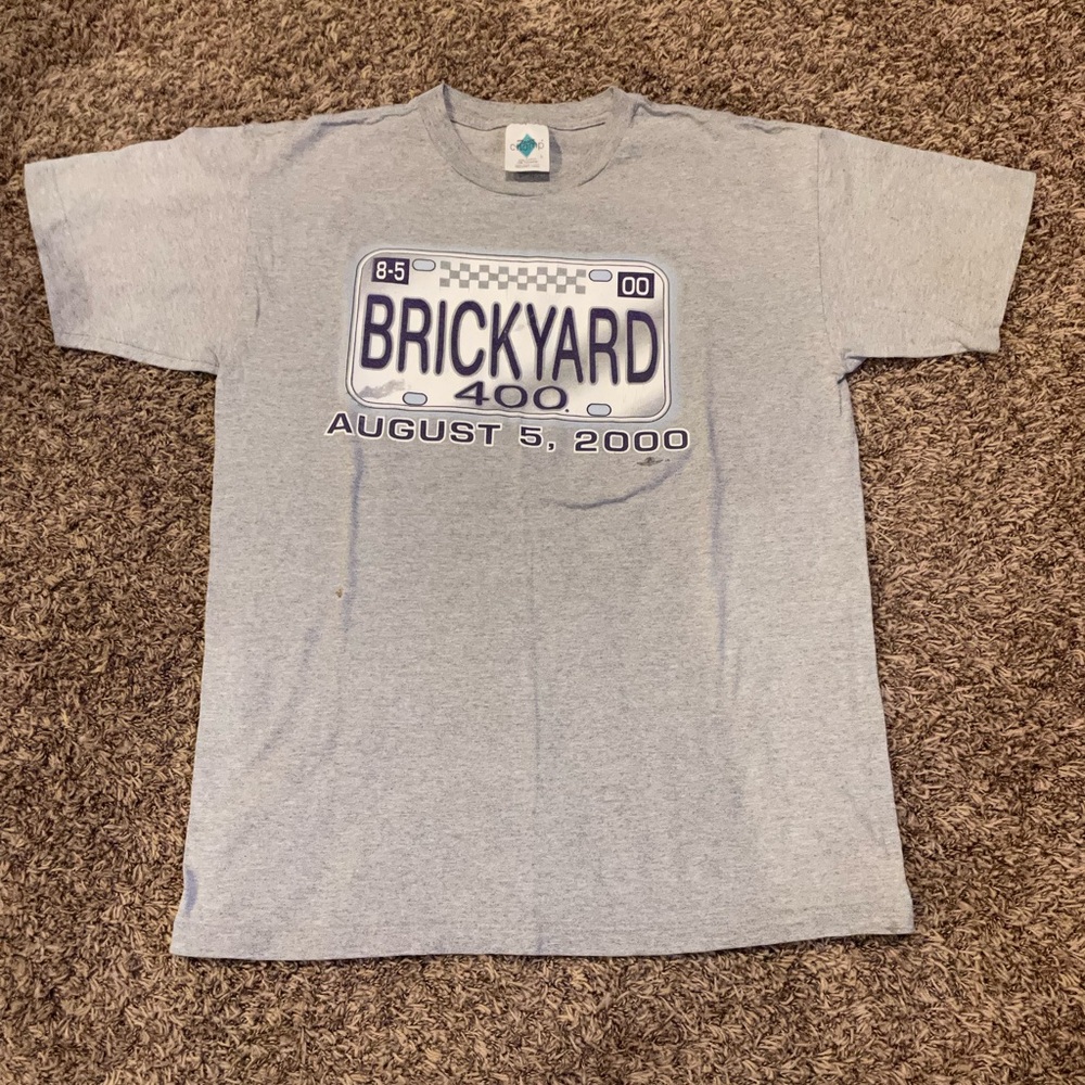 Vintage 2000 Brickyard 400 License Plate Tour Champion T Shirt Mens Size Large
